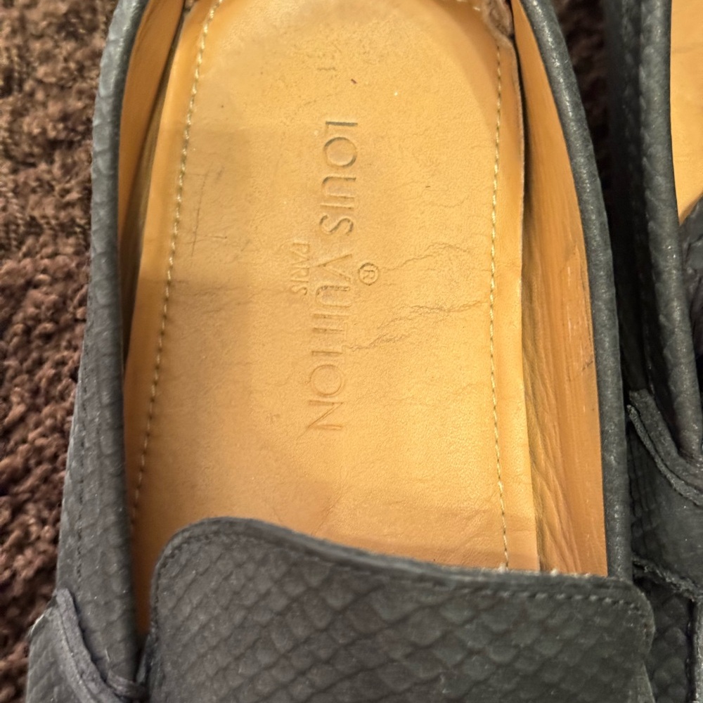 Louis Vuitton Gray Leather Loafers with Gold Hardware - Picture 4 of 9